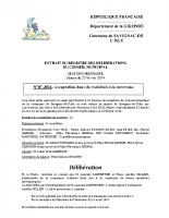 Délibération du conseil municipal 07-2014.Acceptation dons